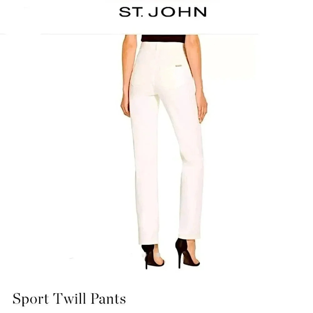 St. John White Straight Leg Pants
